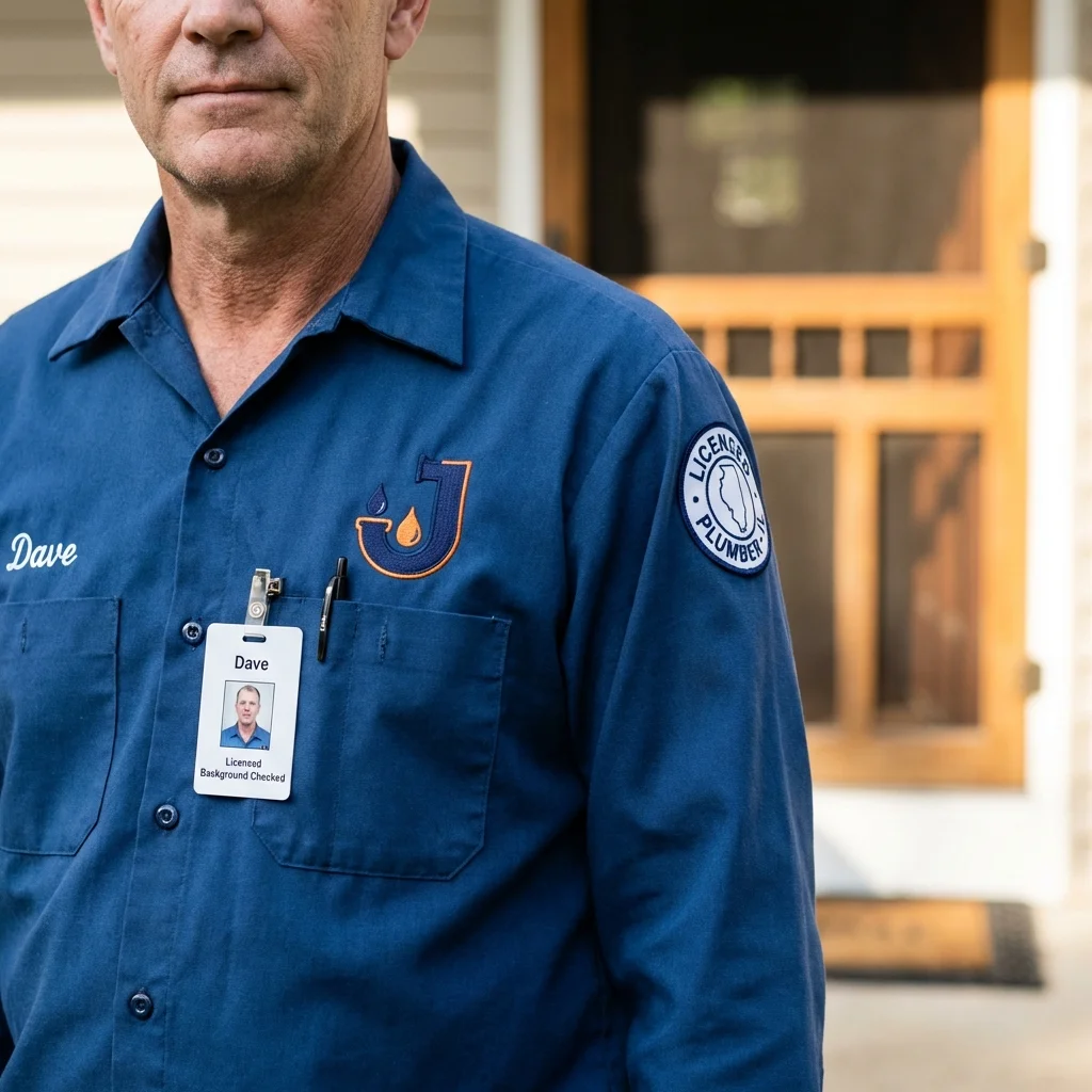 Licensed plumber showing ID badge in Mercer, PA