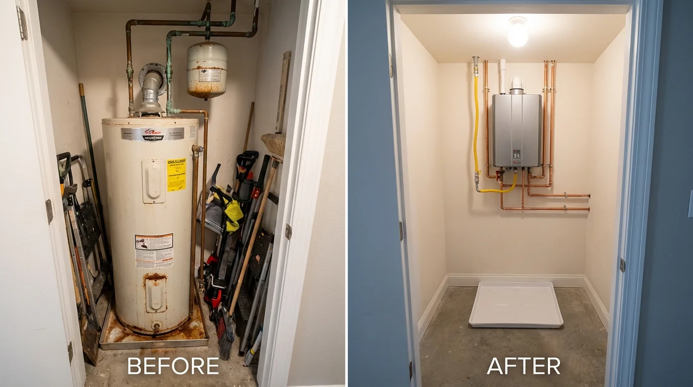 Tank water heater versus wall-mounted tankless unit comparison for Mercer, PA homeowners