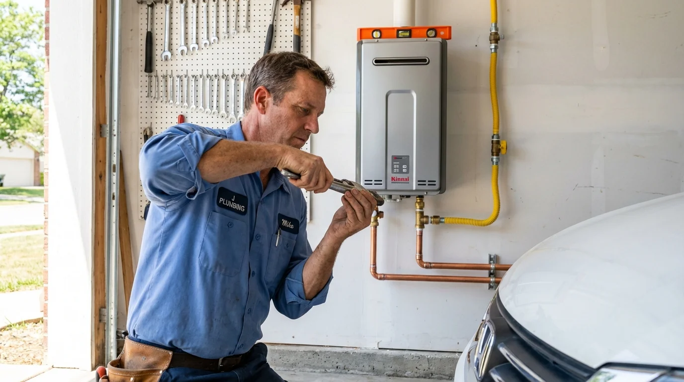 Tankless water heater installation by a Johns Plumbing LLC plumber in Mercer